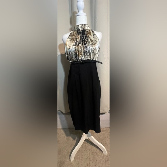 AB Studio Sleeveless Midi Polyester and Spandex Dress with Belt - Picture 1 of 5